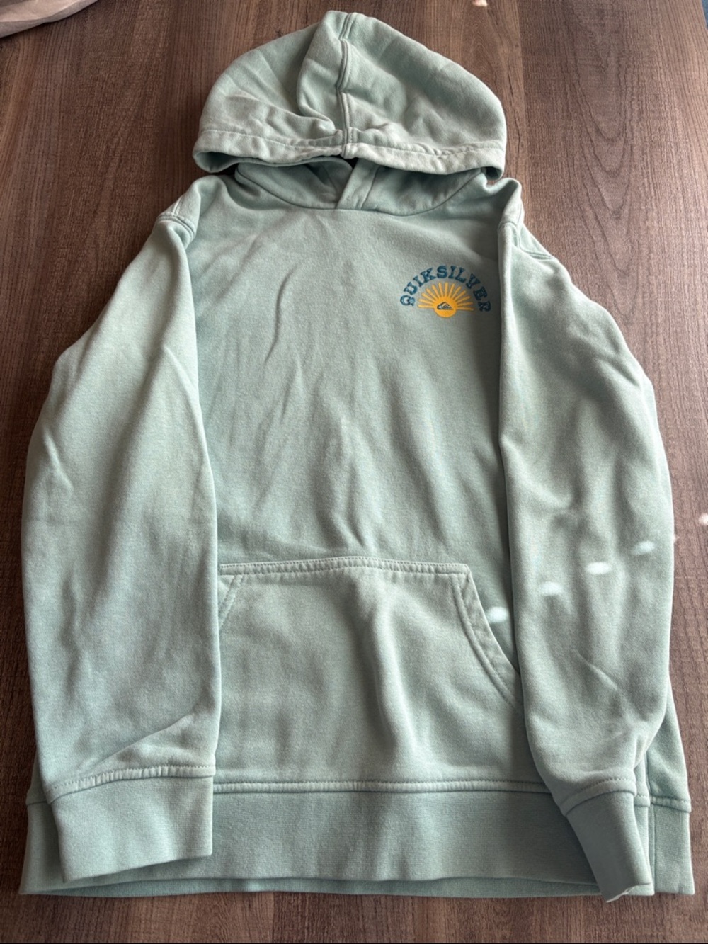 Quiksilver boys Sage Green Hoodie - Quiksilver Logo Pullover